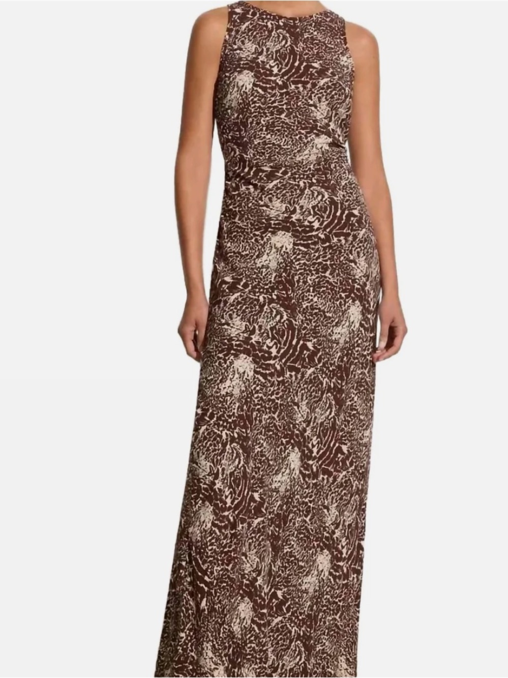 Faithfull the Brand Brown and Cream Printed Maxi Dress